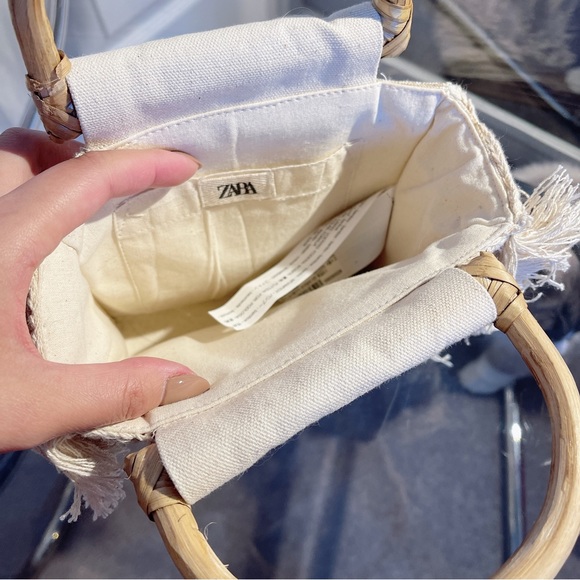 UNUSED❤️🔥 Zara Women Cotton Crochet Basket Purse Square Fring Summer Bag - Picture 6 of 10